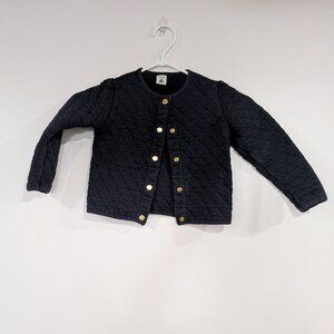 Petit Bateau Quilted Snap Up Cardigan Navy Blue Size 5